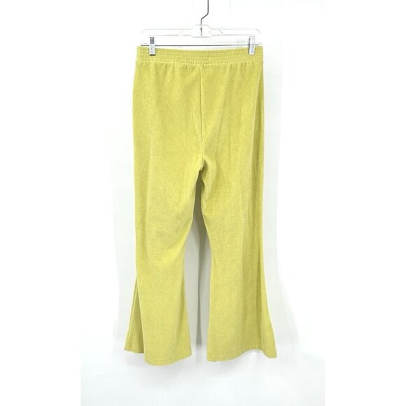 AERIE pants flare pull on elastic waist lounge ribbed gym neon yellow short M - Picture 5 of 10